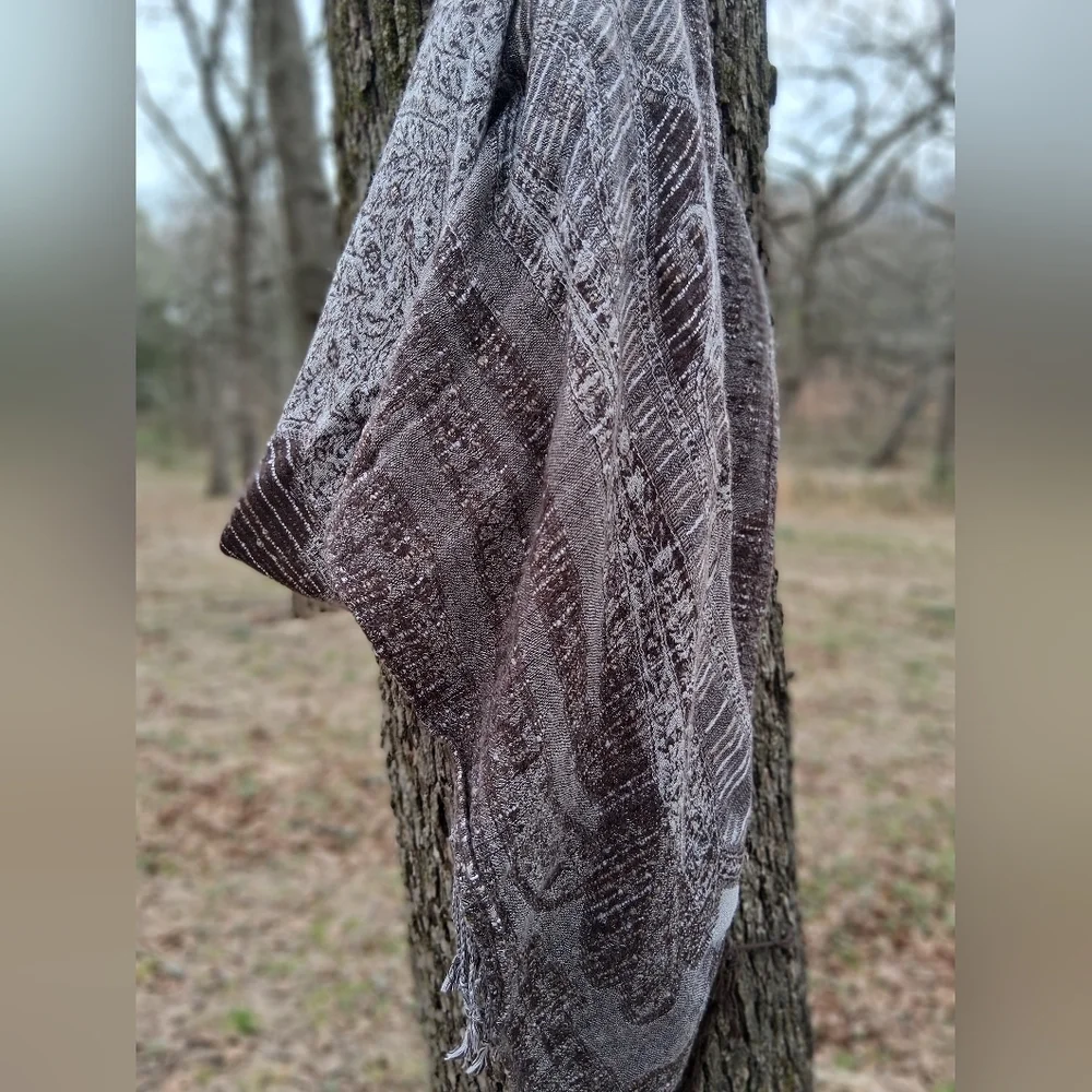 Brown and Gray Patterned Scarf